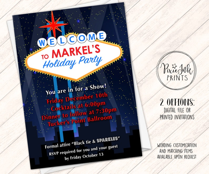 Vegas Holiday Party Invitation Las Vegas Invite Casino Etsy