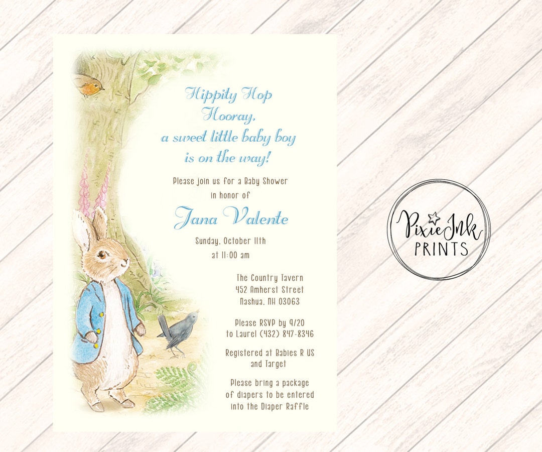 Rabbit Baby Shower Invitation, Bunny Baby Shower Invite, Rabbit Baby ...
