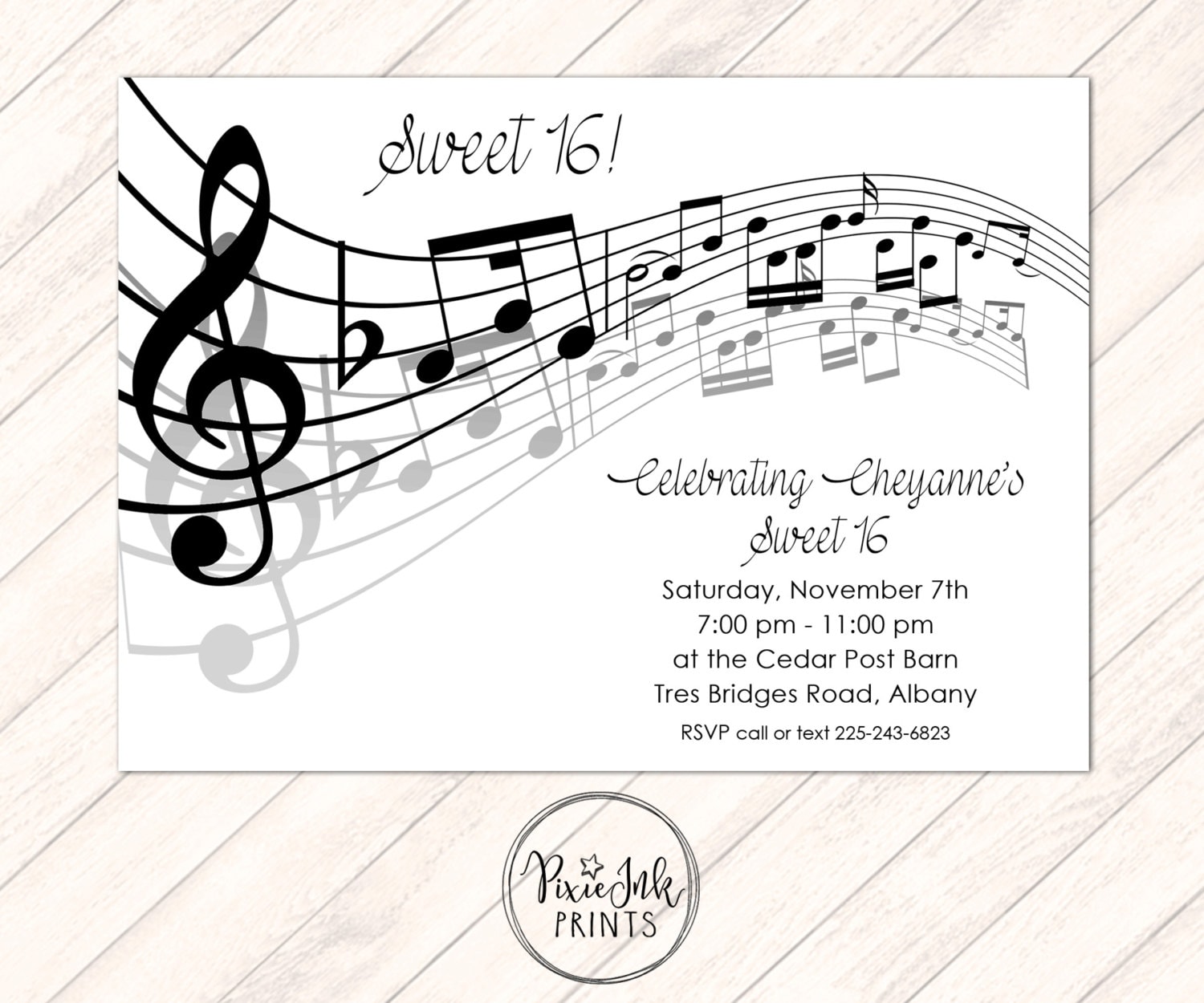 Music Notes Invitation Musical Party Sheet Music Invitation Etsy