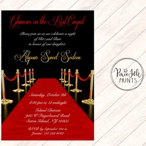 Red Carpet Affair Invitation, Hollywood Sweet 16 Invite, Red Carpet Gala Invitation, Hollywood Printable, Red Carpet Birthday Party image 3