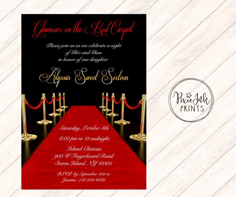 Red Carpet Affair Invitation, Hollywood Sweet 16 Invite, Red Carpet Gala Invitation, Hollywood Printable, Red Carpet Birthday Party image 3