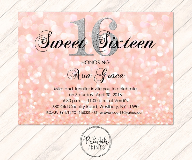 Sparkle Sweet 16 Invitation Mint Green Sweet 16 Invite | Etsy