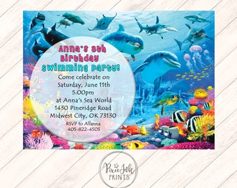 Dolphin Invitation, Under the Sea Invitation, Sea Animals Invite, Under the Sea Prom, Under the Sea Shower Invitation, Pool Party Printable