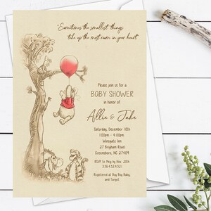 Invito per baby shower Pooh Modello stampabile per invito digitale per baby shower per ragazzo, Baby Shower neutro di Pooh and Friends