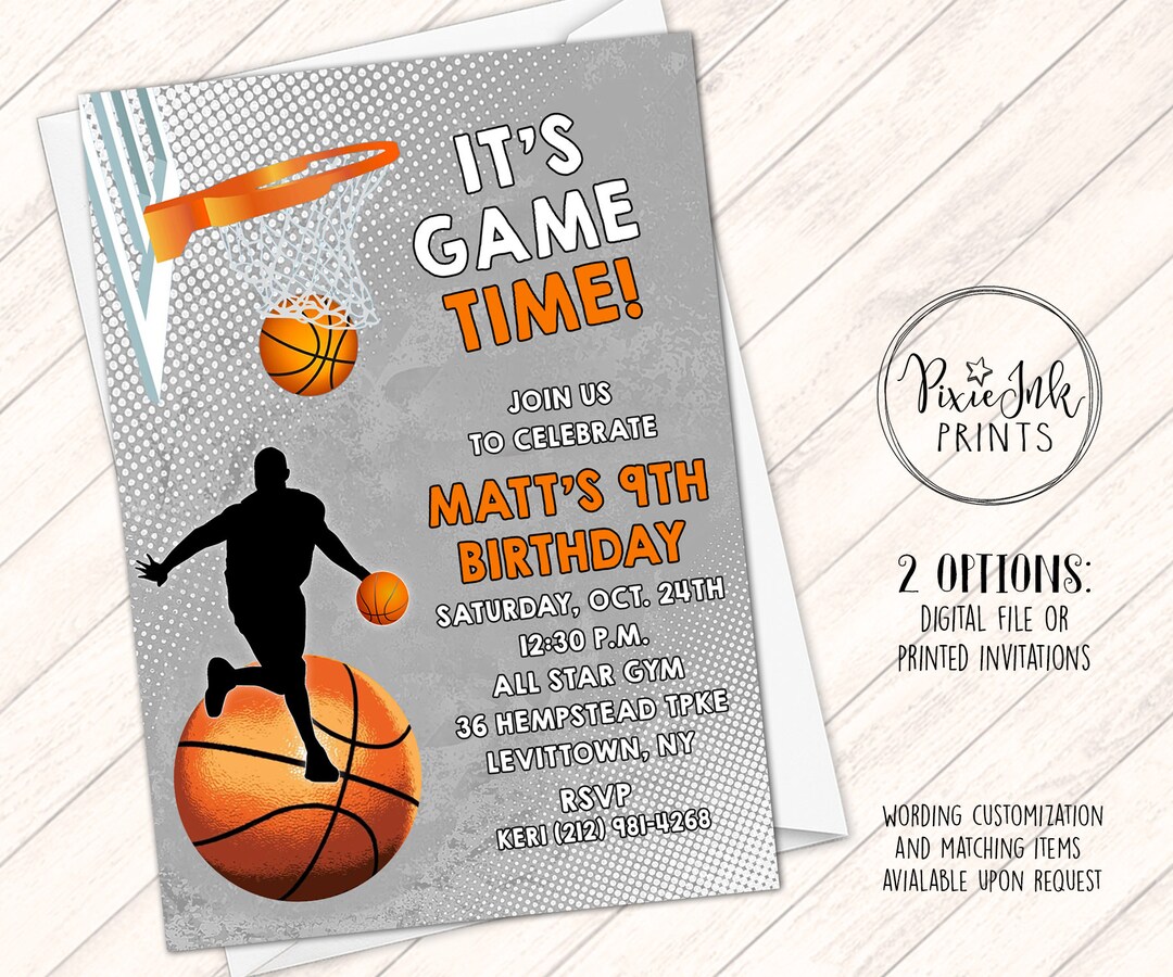 Carte Anniversaire Basket Gratuite à Imprimer Invitation de basket-ball Invitation danniversaire de - Etsy France