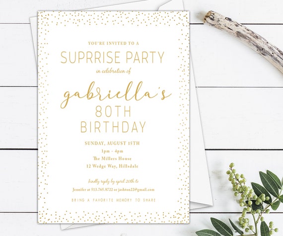 Surprise Birthday Invitation Gold Glitter Black Surprise -  Norway