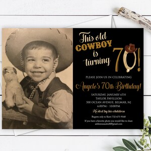 Invito di compleanno da cowboy, questo vecchio invito da cowboy, invito di compleanno di pietra miliare, 70esimo compleanno, 75esimo compleanno, 60esimo compleanno, 50esimo
