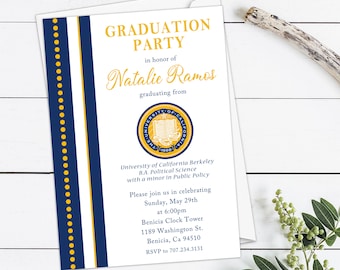 Graduation Party Invitation, College Graduation Class of 2024 High School Graduation Party, College Logo Invitation Digital Download