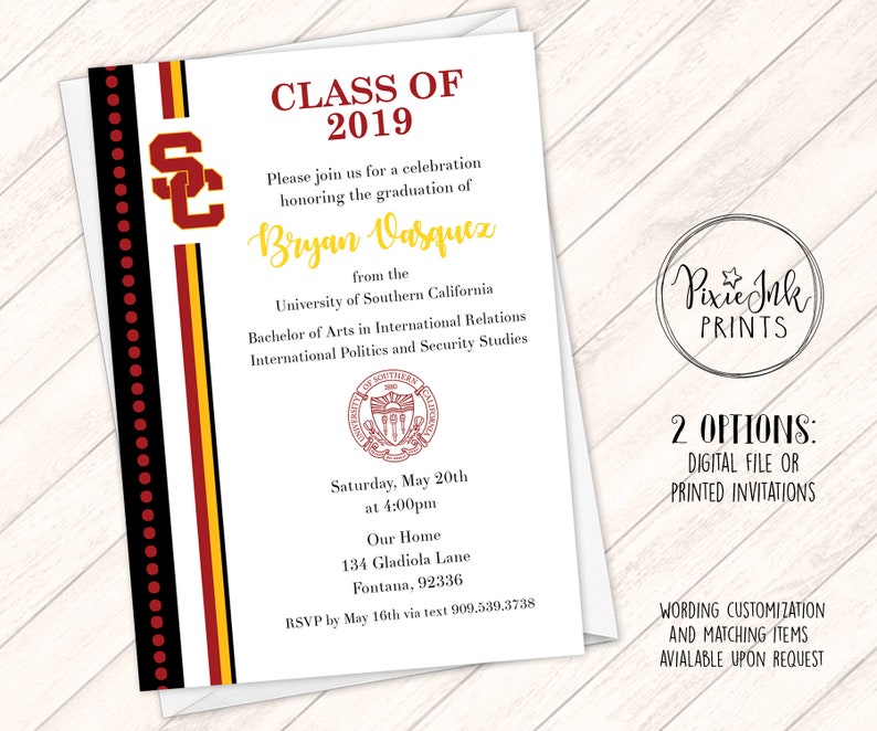 Graduation Party Invitation College Logo Graduation Etsy