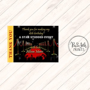 Tarjeta de agradecimiento de la alfombra roja, etiqueta de favor de la alfombra roja, gracias de la estrella de Hollywood, etiqueta de favor de una estrella nace, imprimible de Hollywood, tarjeta de agradecimiento