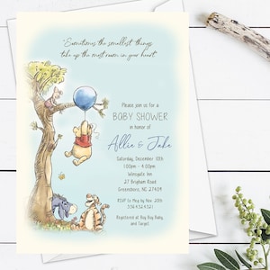 Invito per baby shower Pooh Modello stampabile per invito digitale per baby shower per ragazzo, Baby Shower neutro di Pooh and Friends