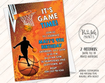 Basketball Invitation, Basketball Birthday Invitation, Basketball Party Invitation, Sports Invitation, Sports BirthdayParty