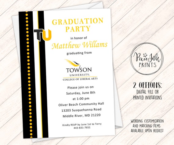 Graduation Party Invitation College Logo Graduation Etsy