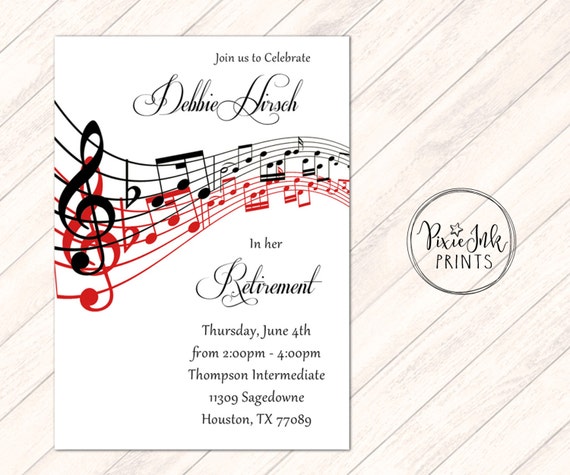 music notes retirement invitation music retirement party etsy invitation for retirement party