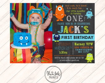 Monster First Birthday Invitation, Monsters 1st Birthday Invitation, Monsters Invitation, Monsters Birthday Printable, Monsters 1st Birthday