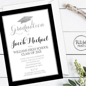 Invitación a la fiesta de graduación, anuncio de graduación, graduación universitaria, fiesta de graduación de la escuela secundaria de la clase 2021, graduación imprimible