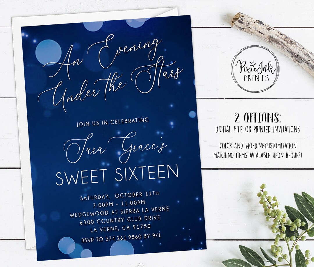 An Evening Under the Stars Sweet Sixteen Invitations, Sweet 16 Birthday