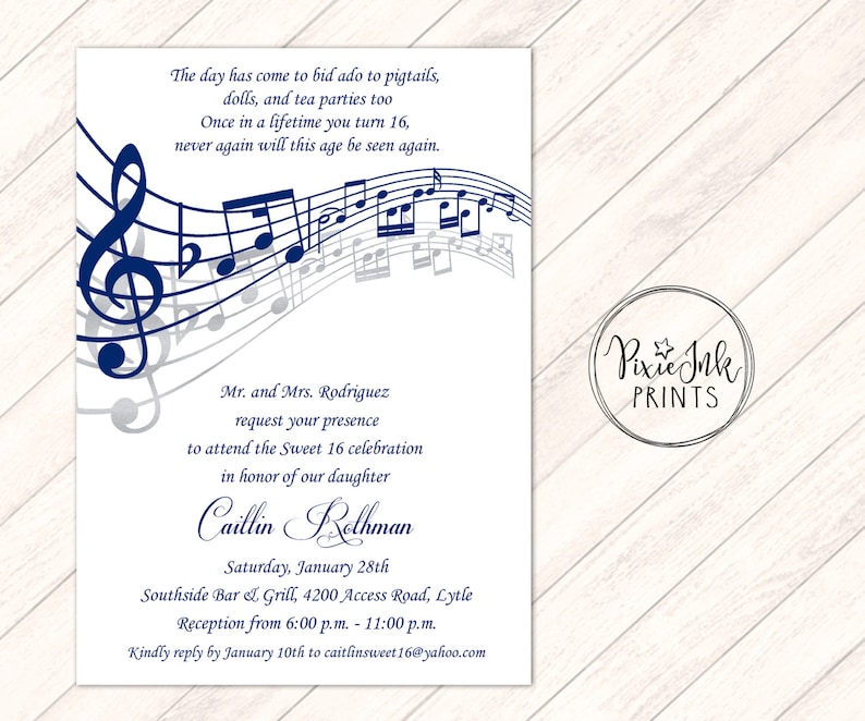 Music Notes Invitation Musical Party Sheet Music Invitation Etsy