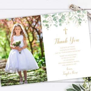 Merci carte Communion Photo, première Sainte Communion merci, bricolage Communion imprimable, Communion photos cartes, faire-part de Communion