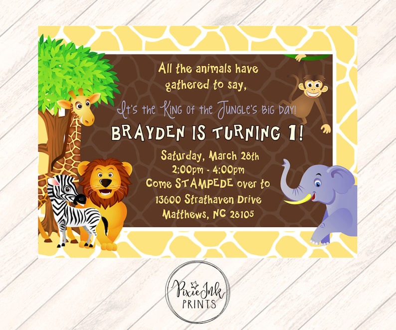 Jungle First Birthday Invitation Jungle 1st Birthday Etsy