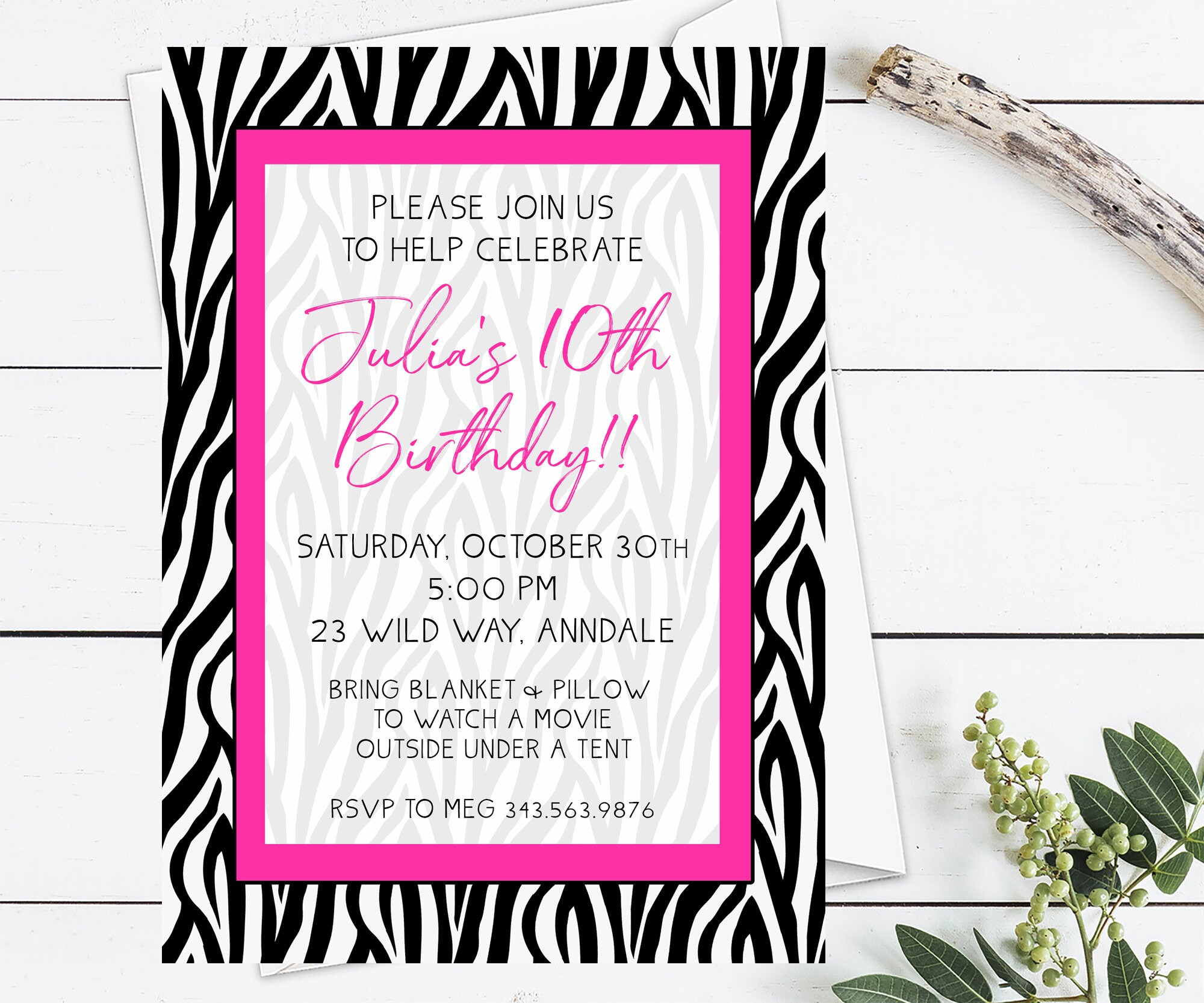 Zebra Print Party Invitations Printable