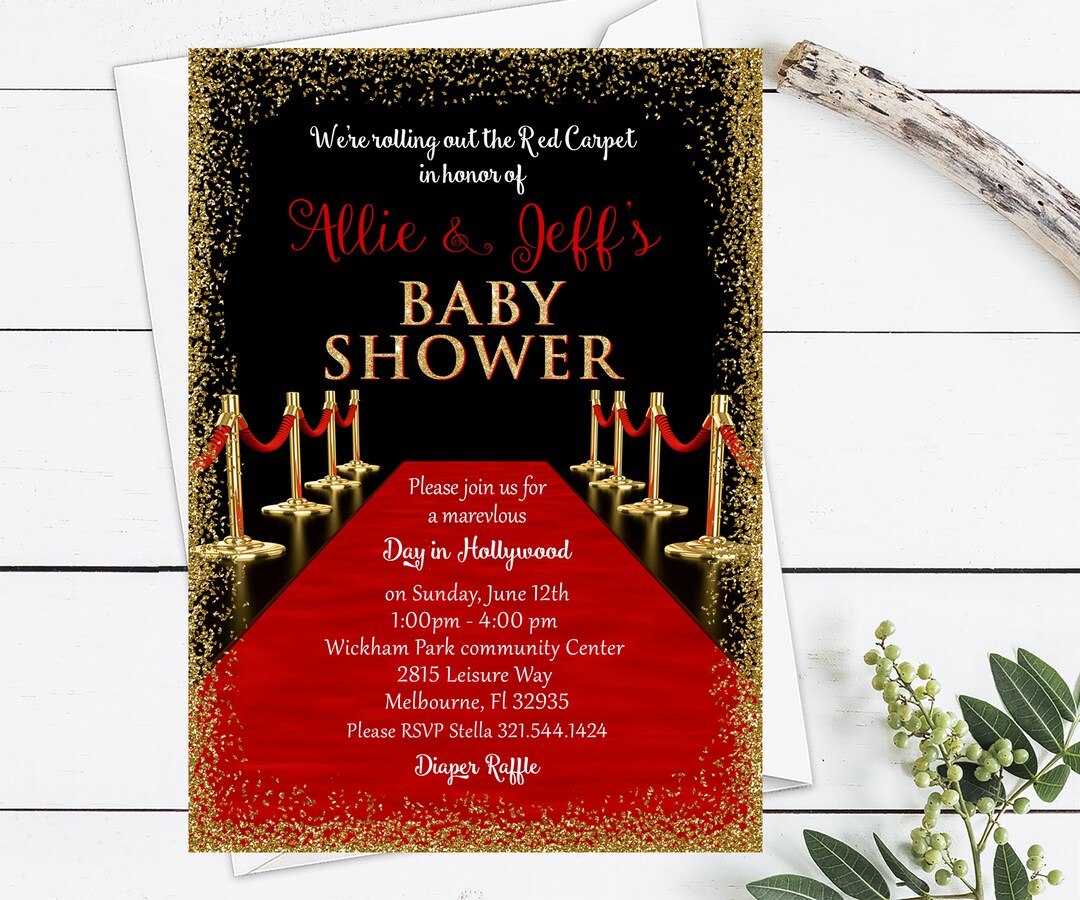 Red Carpet Baby Shower Invitations A Star is Born Hollywood Etsy