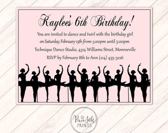 Ballerina Birthday Invitation, Ballerina Dance Birthday Invitation, Dance Party Printable, Ballet Birthday Party Invitation, Dance Invite