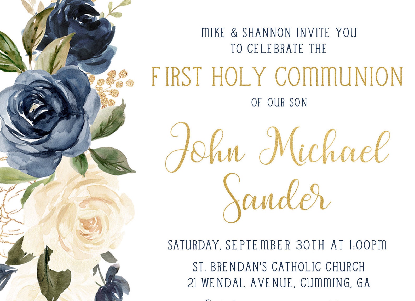 First Communion Invitation Boy Holy Communion Invitation Boy Etsy