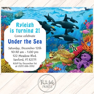 Under the Sea Invitation, Sea Animals Invite, Orca Whale Invitation, Under the Sea Prom, Under the Sea Shower Invitation, Party Printable