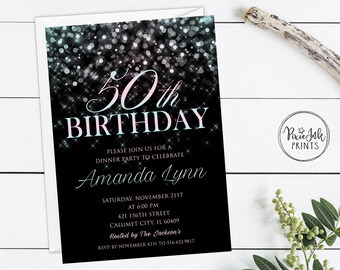 50th Birthday Party Invitation, Fifty & Fabulous Invitation, Fiftieth Birthday Invitation, Digital Invitation