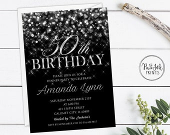 50th Birthday Party Invitation, Fifty & Fabulous Invitation, Fiftieth Birthday Invitation, 50th Birthday Party Invitation