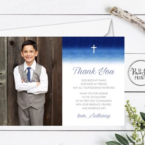 Tarjeta de agradecimiento de comunión, imagen de comunión de niño gracias, imagen de primera comunión gracias, comunión DIY imprimible