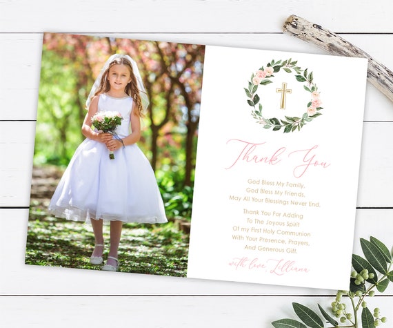Thank You Card Communion Photo First Holy Communion Thank - Etsy