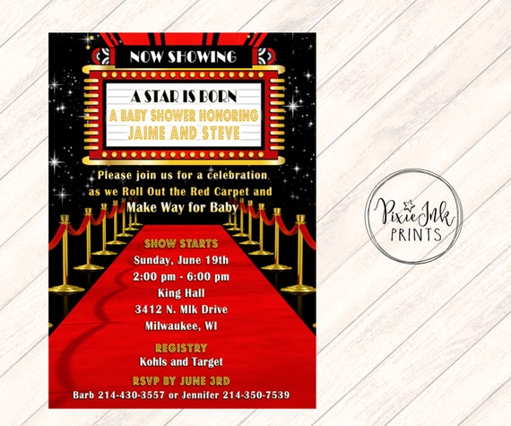 Red Carpet Baby Shower Invitation Hollywood Baby Shower Etsy