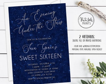 An Evening Under the Stars Sweet Sixteen Invitations, Sweet 16 Birthday Party Invitations, Starry Night Sweet 16 Invitation, Sweet Sixteen