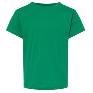 May include: A solid green short-sleeved t-shirt.