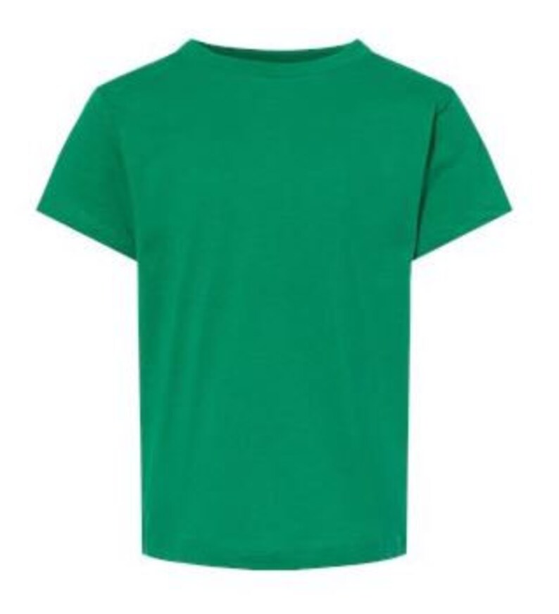 May include: A solid green short-sleeved t-shirt.
