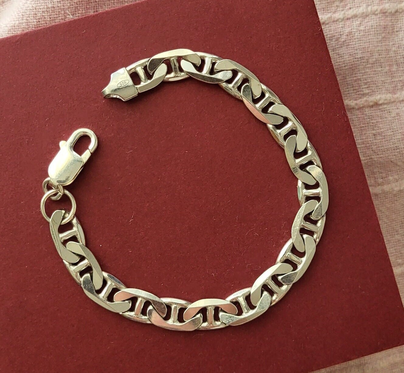 Sterling Silver Bracelet, Vintage Jewelry Real Silver, Curb