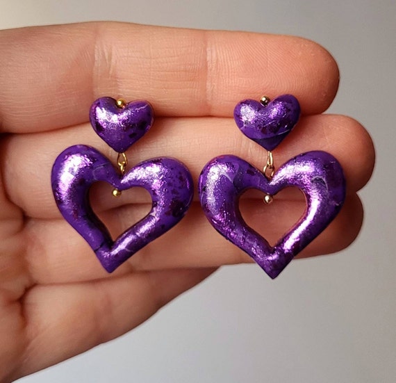 Purple clearance heart earrings