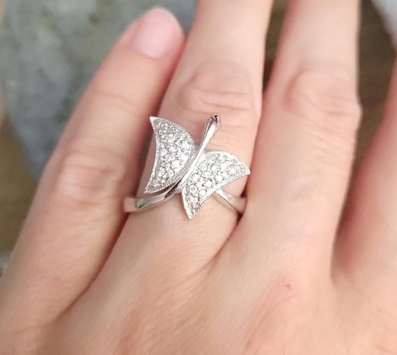 Anello Strass CZ Espandibile Anello Farfalla Cristallo IMINI - Regolabile E Scintillante Gioiello Delicato Zircone - Foto 13