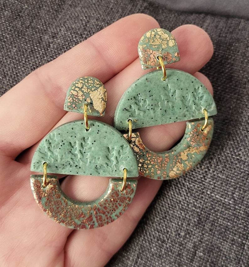 Sage Green Earrings Polymer Clay Earrings Dangle Green Etsy UK