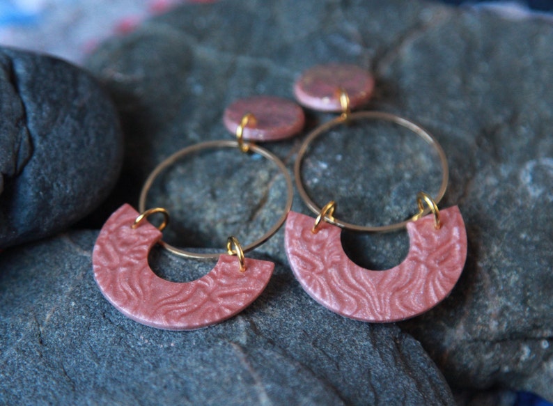 Polymer Clay Earrings Hoop Earrings Dangle Black Earrings Etsy UK