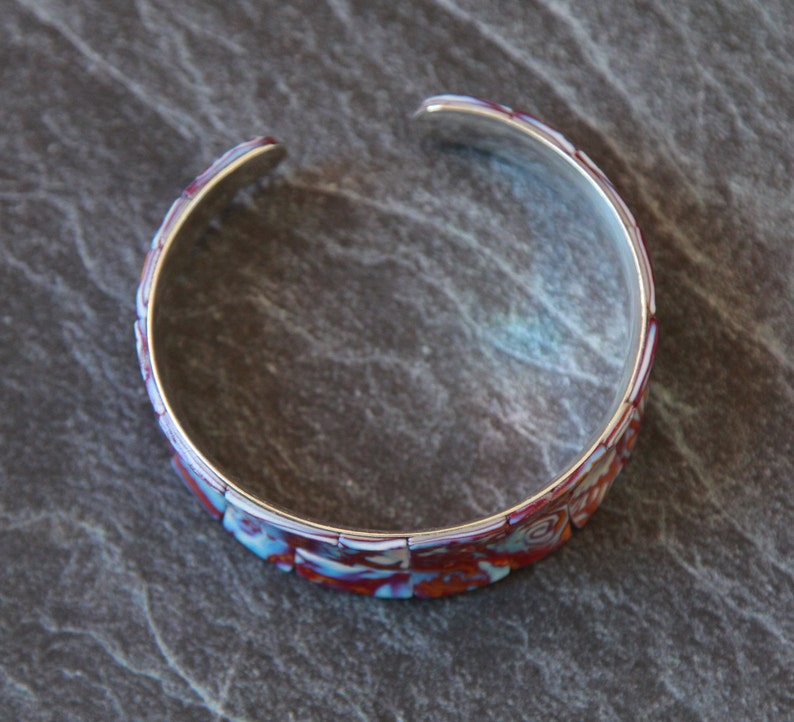 Cuff bracelet women Polymer clay bracelet Wide arm bracelet Silver bangle bracelet Unique jewelry Womens gifts Men arm cuff bracelet gift