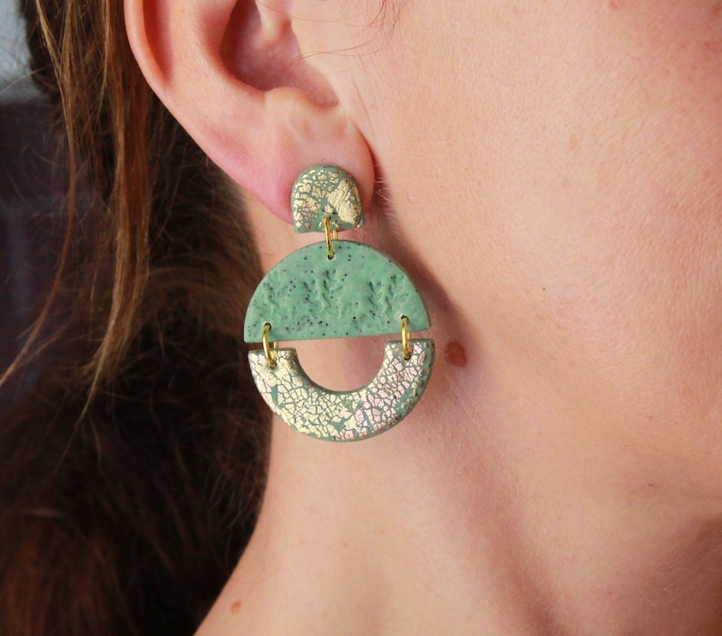 Sage Green Earrings Polymer Clay Earrings Dangle Green Etsy UK
