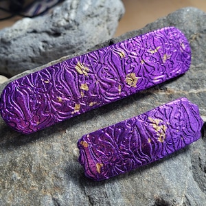 Purple Clay Barrette, Hair barrette thick hair, Polymer clay barrettes, Sparkly , Hair accessory woman, Hair clip , French barrette