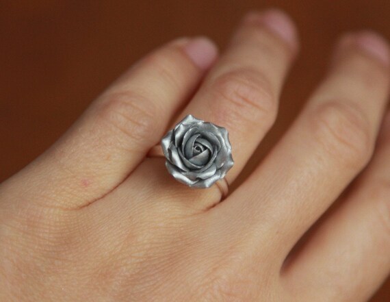 Rosenring Ring mit Rose Damenring Fingerring Blume Blüte silber versilbert neu 