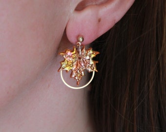 Maple leaf earrings clay/ Autumn earrings/ Dangle earrings copper/ Botanical earrings polymer clay/ Fall earrings/ Autumn leaf earrings