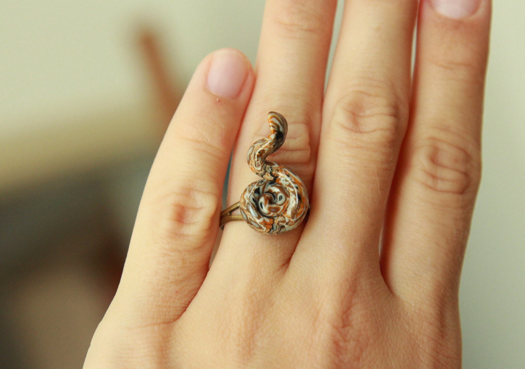 Snake ring polymer clay Unique jewelry polymer clay women Etsy