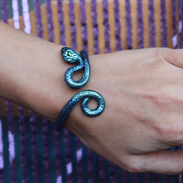 Snake cuff bracelet Womens cuff bracelet Polymer clay bracelet Polymer clay jewelry Cuff bracelet Snake bracelet Snake jewelry Gift for her