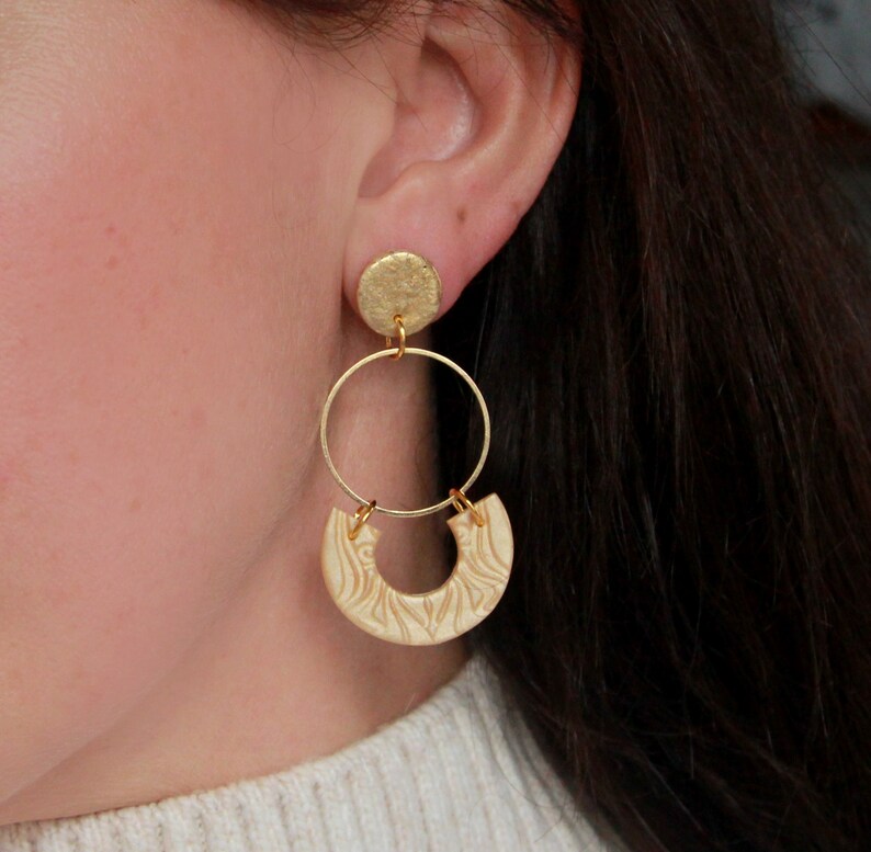 Polymer Clay Earrings Hoop Earrings Dangle Black Earrings Etsy UK